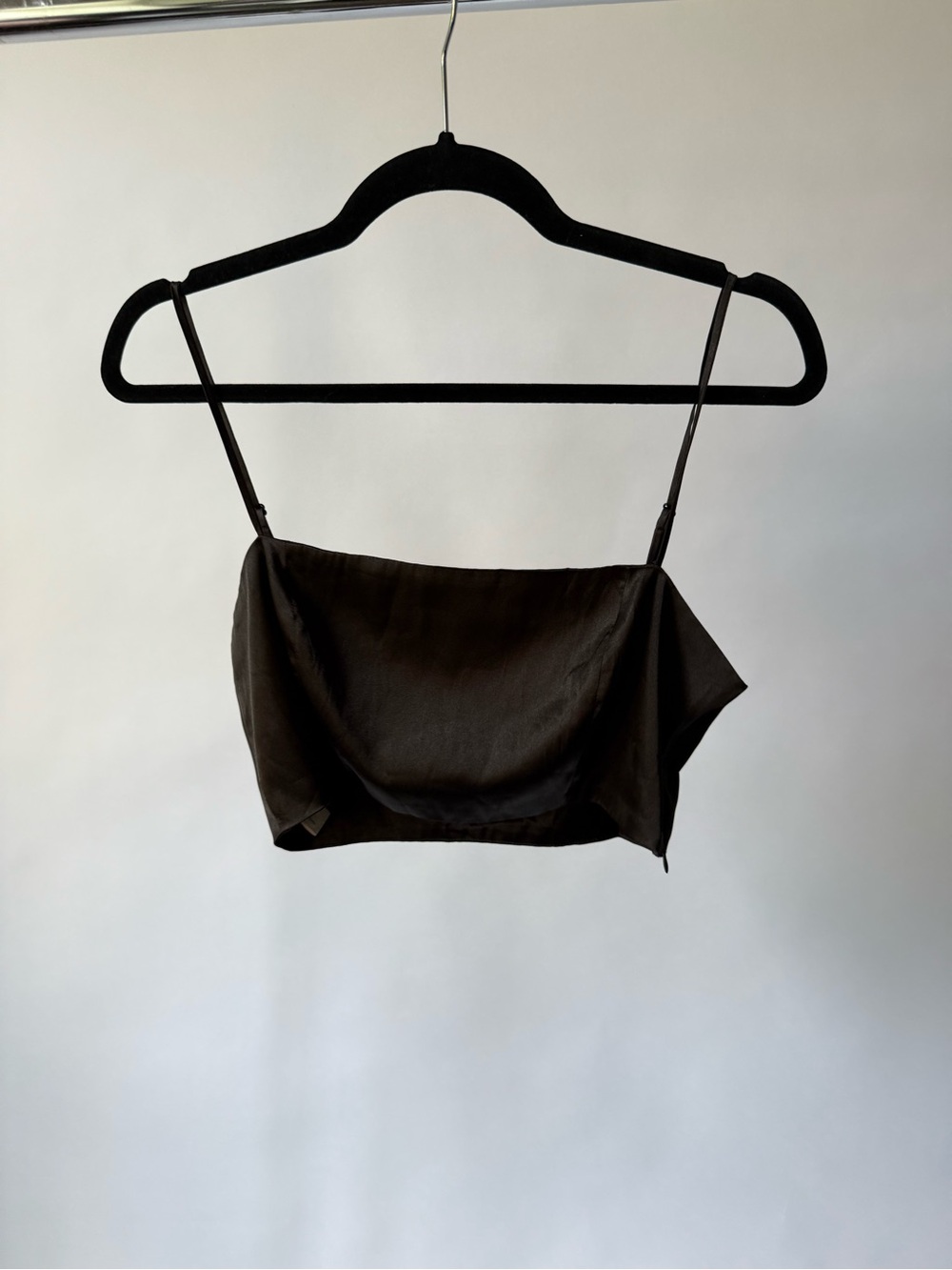 Capulet Black Satin Cropped Cami Top
